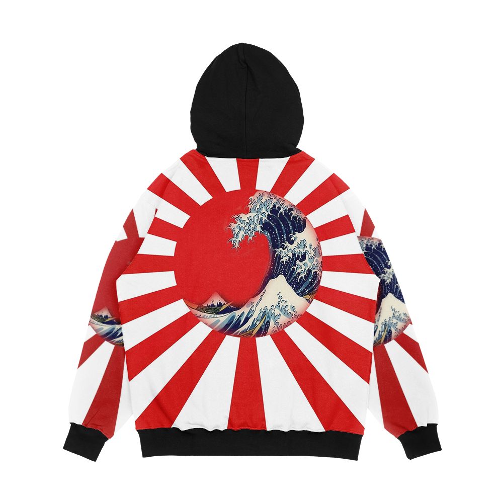 Great Waves Of Rising Sun Men's All-Over-Print Hoodie - Image 2