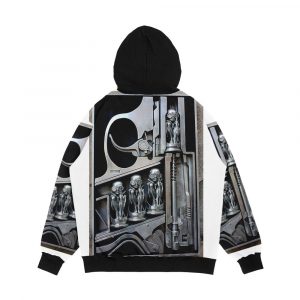 Alternative view of H R Giger Museum Entrance Statue Gruyeres Switzerland Men's All-Over-Print Hoodie