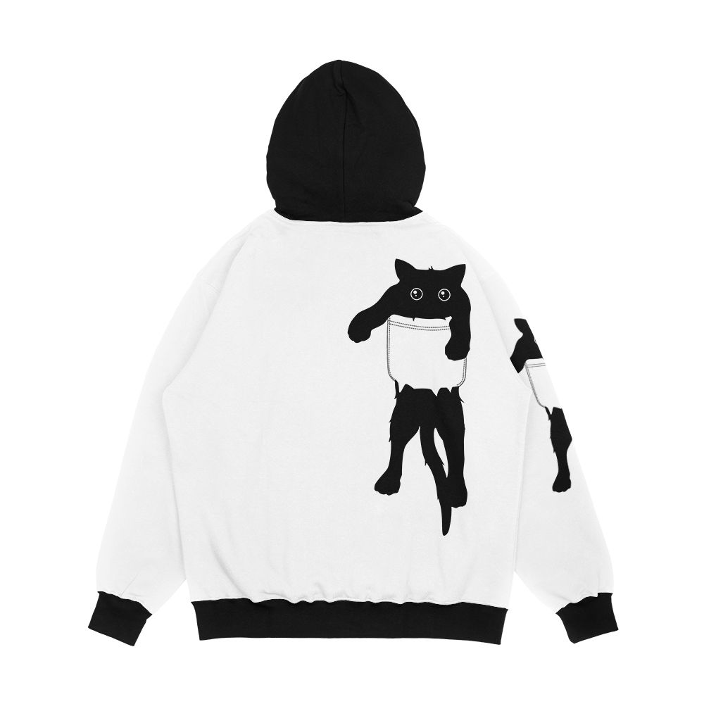 Hang Loose Black Cat Pocket Art Men's All-Over-Print Hoodie - Image 2
