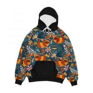 Happy Boho Sloth Floral Men's All-Over-Print Hoodie