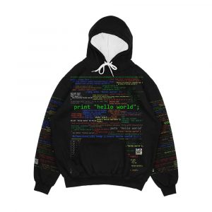 Hello World Many Programming Languages Dark Men's All-Over-Print Hoodie