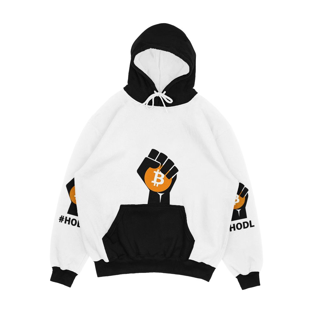 Hodl Bitcoin Btc Black Fist Holding Bitcoin Men's All-Over-Print Hoodie