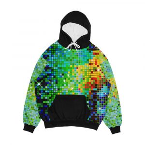 Image Of A Metallic Green Tones Sequins Look Disco Ball Pattern Men's All-Over-Print Hoodie