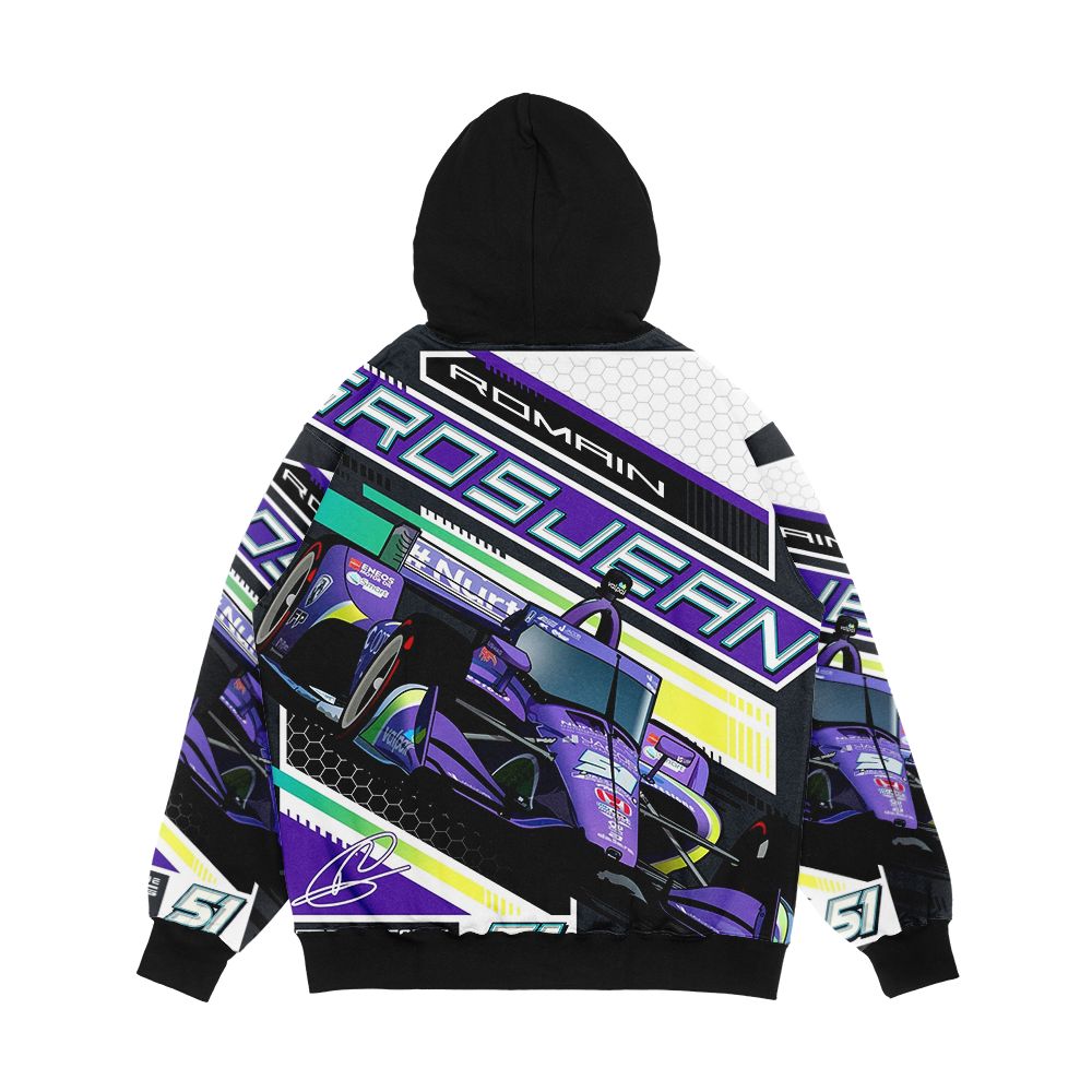 Indycar 51 Grosjean Men's All-Over-Print Hoodie - Image 2