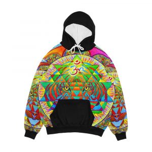 Inner Strength Psychedelic Tiger Sri Yantra Trippy Mandala Men's All-Over-Print Hoodie