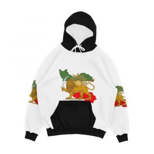 Iran Persia Map And Flag Lion And Sun Iconic Sign For The Persian Men's All-Over-Print Hoodie