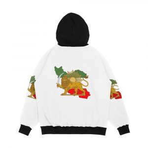 Alternative view of Iran Persia Map And Flag Lion And Sun Iconic Sign For The Persian Men's All-Over-Print Hoodie