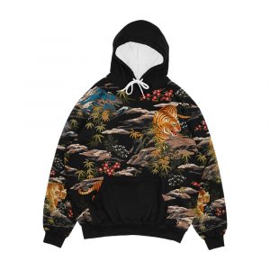 Japanese Tiger Floral Men's All-Over-Print Hoodie
