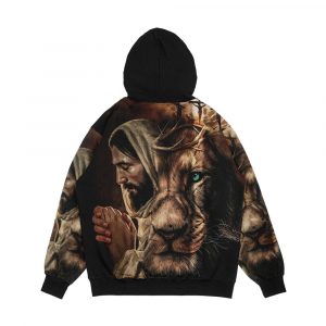 Alternative view of Jesus Pray And The Lion Of Judah Men's All-Over-Print Hoodie