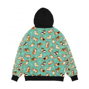 Alternative view of Jolly Corgis In Green Men's All-Over-Print Hoodie