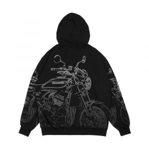Alternative view of Kawasaki Z900Rs Pencil Silhouette Motorcycle Naked Bike Retro Men's All-Over-Print Hoodie
