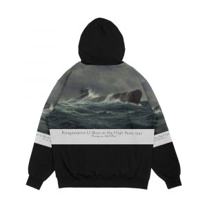 Alternative view of Kriegsmarine U Boat On The High Seas 1943 Men's All-Over-Print Hoodie