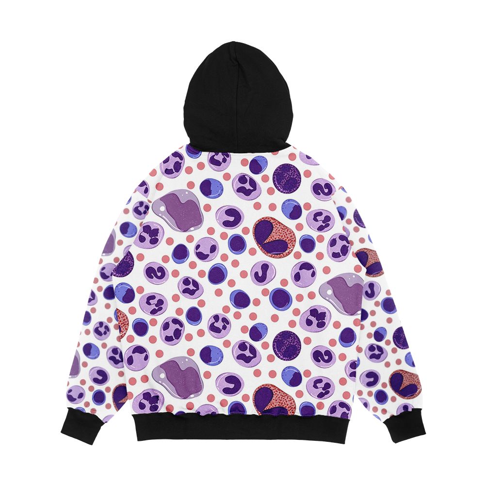 Large White Blood Cell Pattern Men's All-Over-Print Hoodie - Image 2