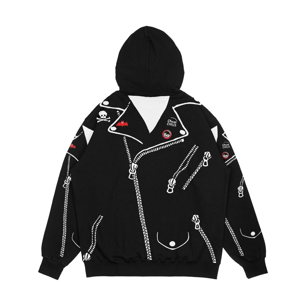 Leather Biker Jacket Spooky Rockabilly Men's All-Over-Print Hoodie - Image 2