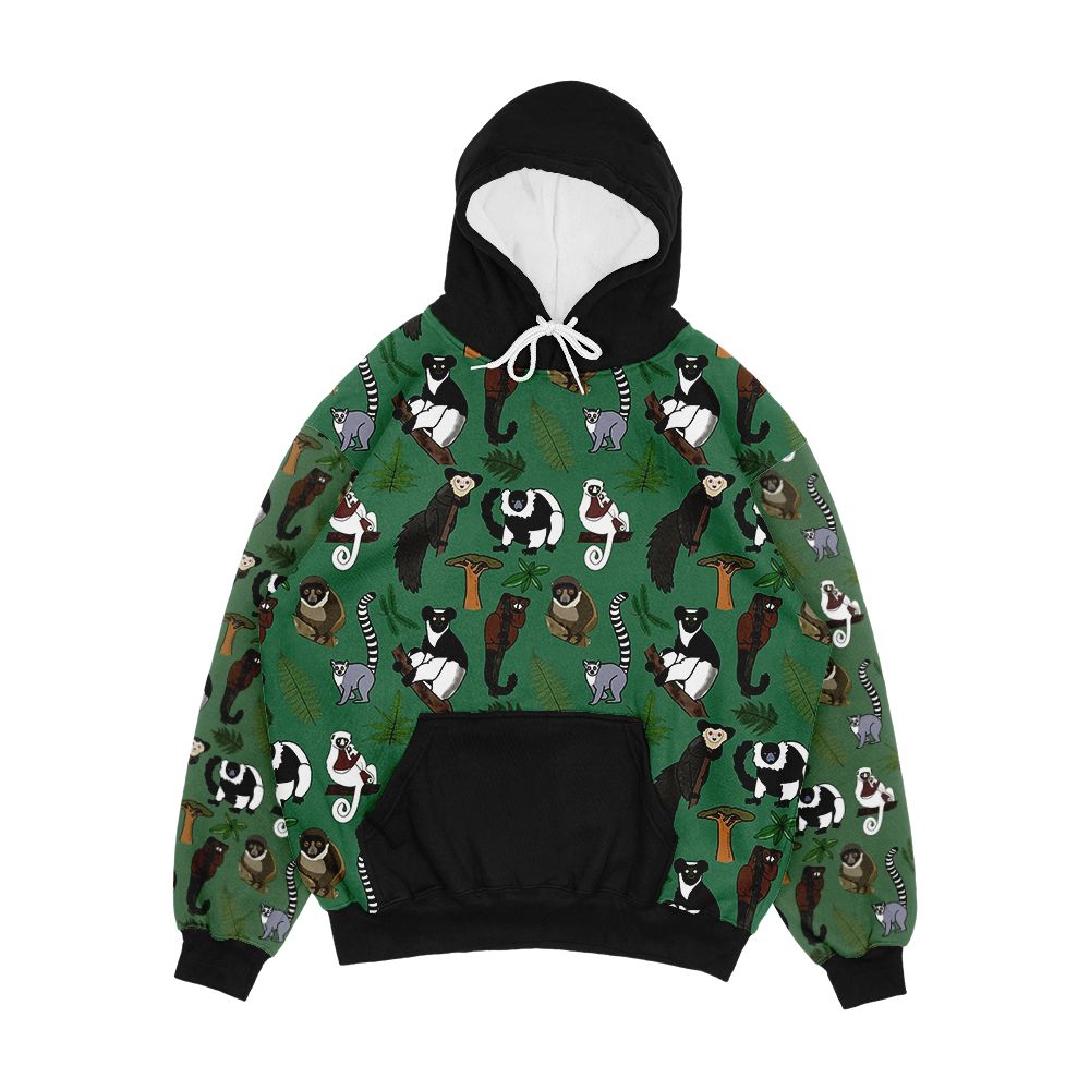 Lemur Pattern Men's All-Over-Print Hoodie