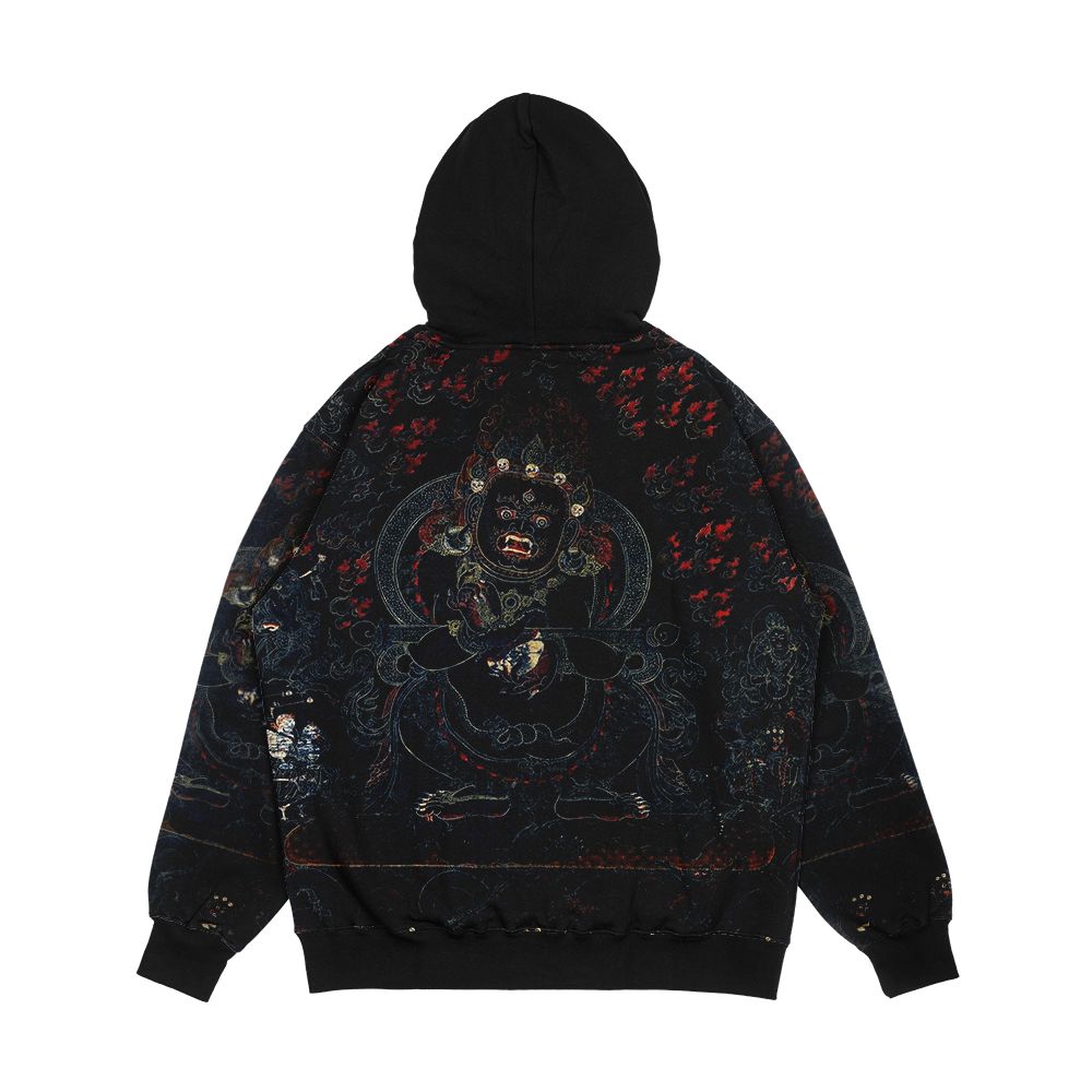 Mahakala Protector Of The Tent Tibetan Buddhism Restored Artwork Men's All-Over-Print Hoodie - Image 2