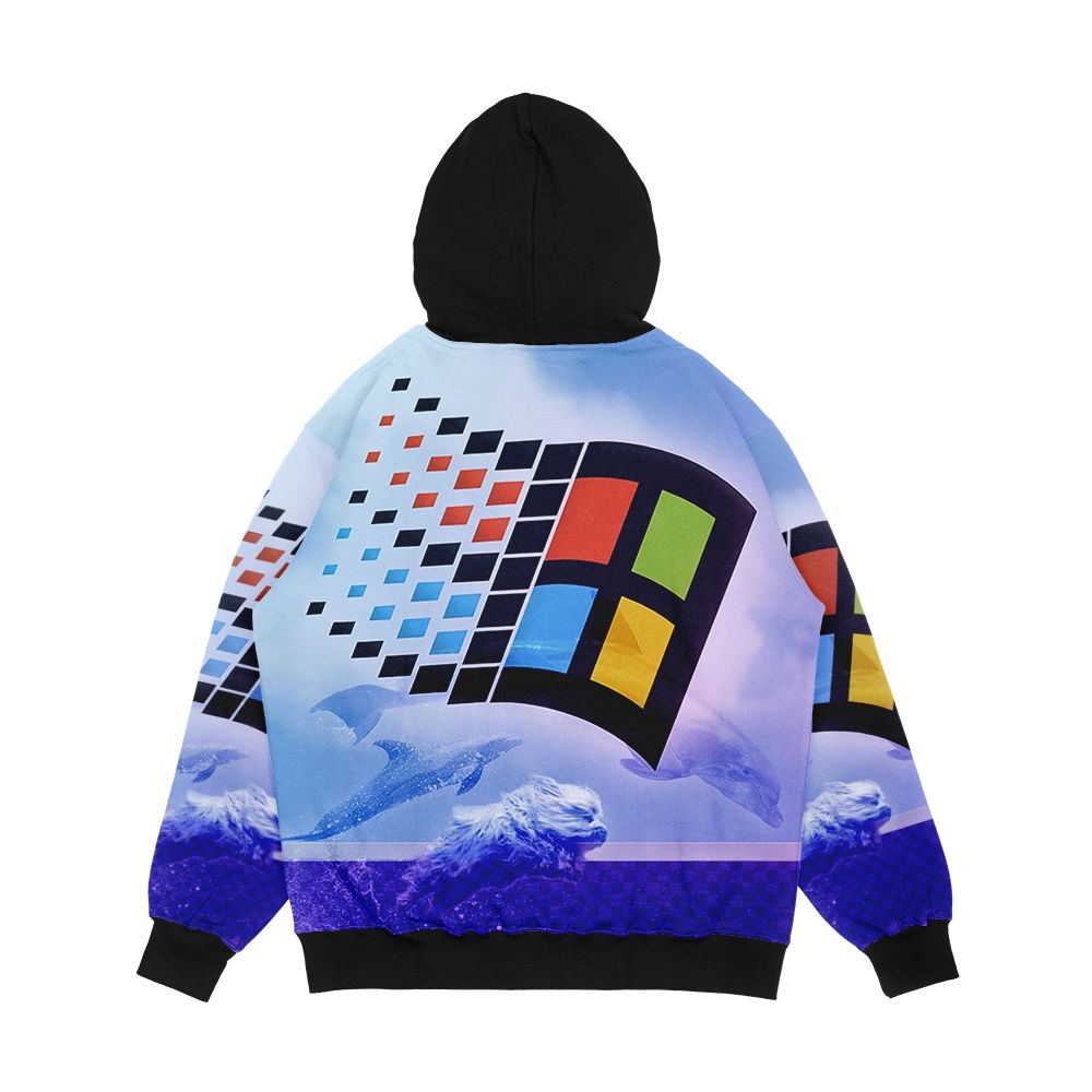 Majestic Vaporwave Doggo Men's All-Over-Print Hoodie - Image 2