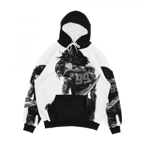 Manga Angel Watercolor Distressed In Black And White Men's All-Over-Print Hoodie