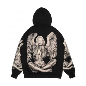 Alternative view of Marilyn Vintage Abstract Tattooed Angel Print Men's All-Over-Print Hoodie