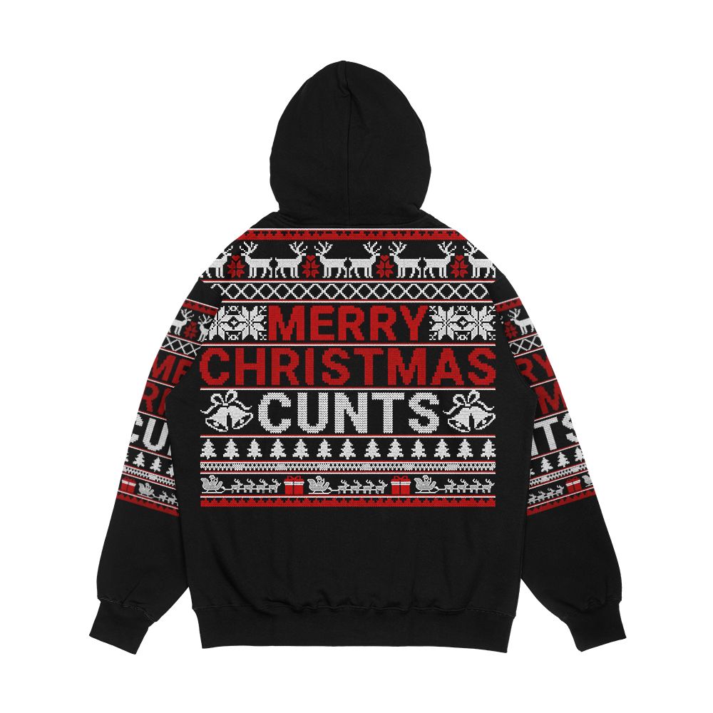 Merry Christmas Cunts Ugly Christmas Sweater Gift Classic Men's All-Over-Print Hoodie - Image 2