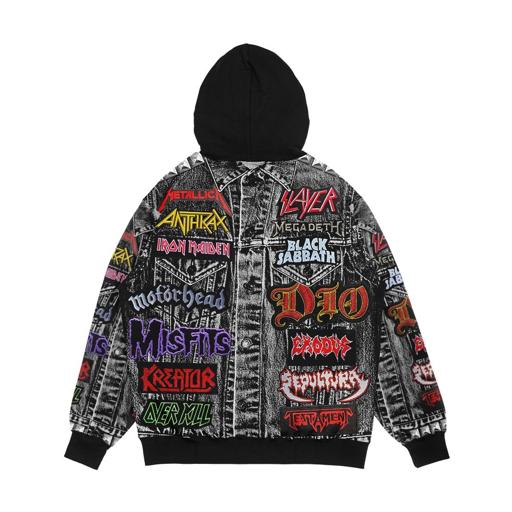 Metalhead Denim Vest Men's All-Over-Print Hoodie - Image 2