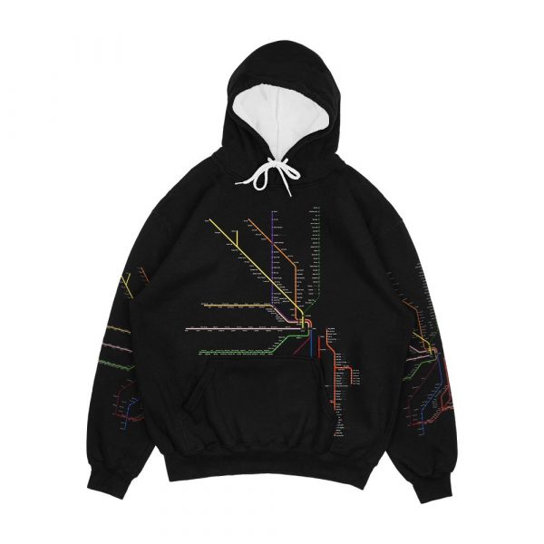 Metra System Map Simplified Men's All-Over-Print Hoodie
