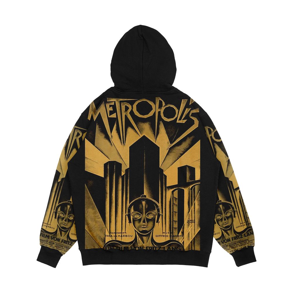 Metropolis Fritz Lang 1926 Vintage Movie Poster B And Amp'w Men's All-Over-Print Hoodie - Image 2
