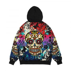 Alternative view of Mexican Skull Sugar Skull Day Of The Dead Dias De Los Muertos Men's All-Over-Print Hoodie
