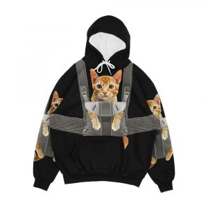 Monty The Cat In Baby Carrier Men's All-Over-Print Hoodie
