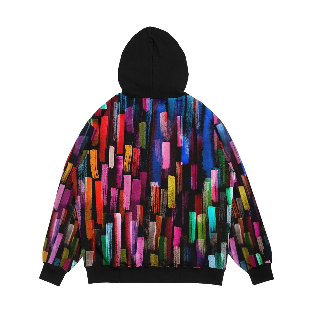 Multicolored Watercolor Stripes Pattern Men's All-Over-Print Hoodie - Image 2
