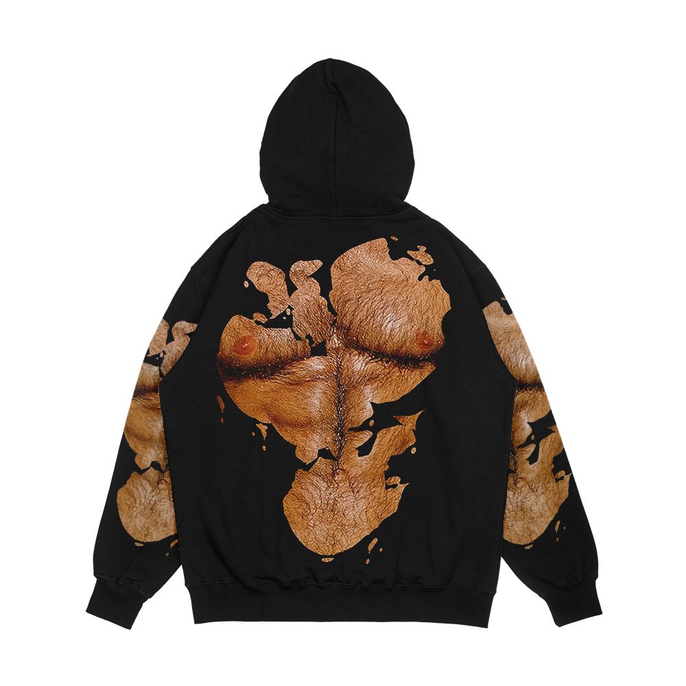 Muscleman With Torn Shirt Hairychest2 Men's All-Over-Print Hoodie - Image 2