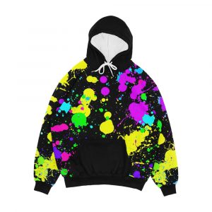 Neon Paint Splatter In Turquoise Yellow Pink Green Blue Men's All-Over-Print Hoodie