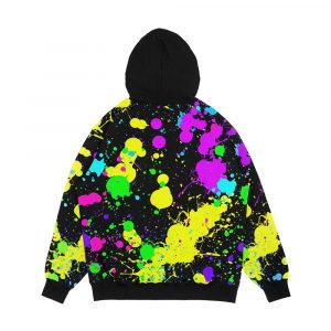 Alternative view of Neon Paint Splatter In Turquoise Yellow Pink Green Blue Men's All-Over-Print Hoodie