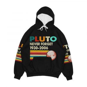 Never Forget Pluto Retro Style Funny Space Science Men's All-Over-Print Hoodie