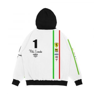 Alternative view of Niki Lauda Ferarri F1 1976 1975 Men's All-Over-Print Hoodie