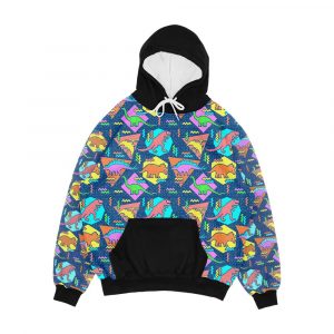 Nineties Dinosaurs Pattern Men's All-Over-Print Hoodie