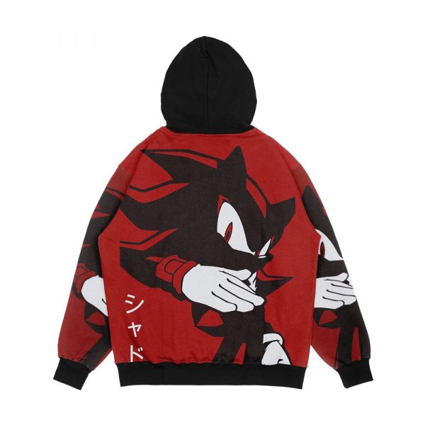 Normal Black Shadow Hedgehog Anime Manga Style Background Red Men's All-Over-Print Hoodie - Image 2