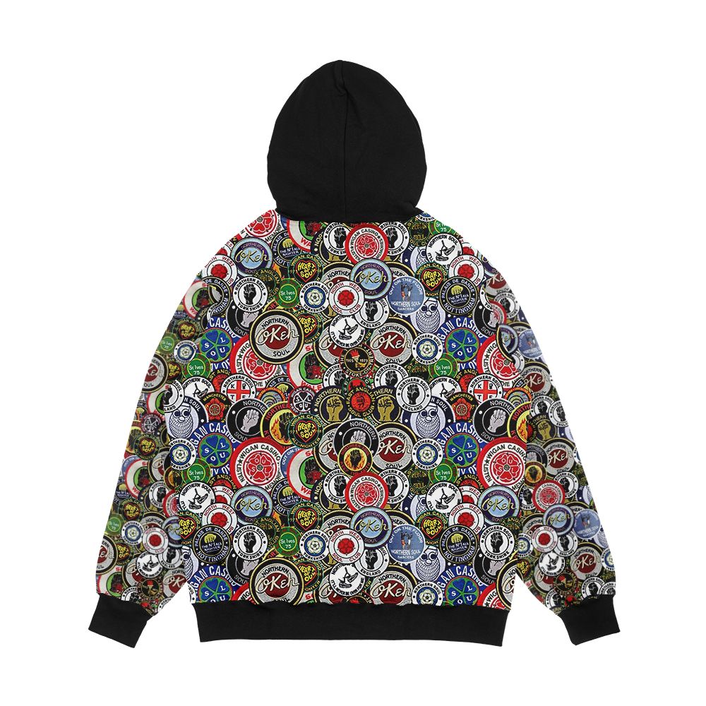 Northern Soul Patches Okeh Wigan Pier Keep The Faith Men's All-Over-Print Hoodie - Image 2