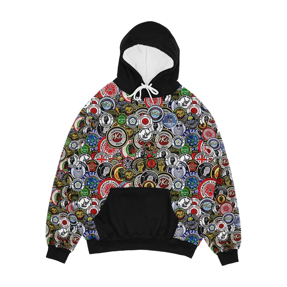 Northern Soul Patches Okeh Wigan Pier Keep The Faith Men's All-Over-Print Hoodie