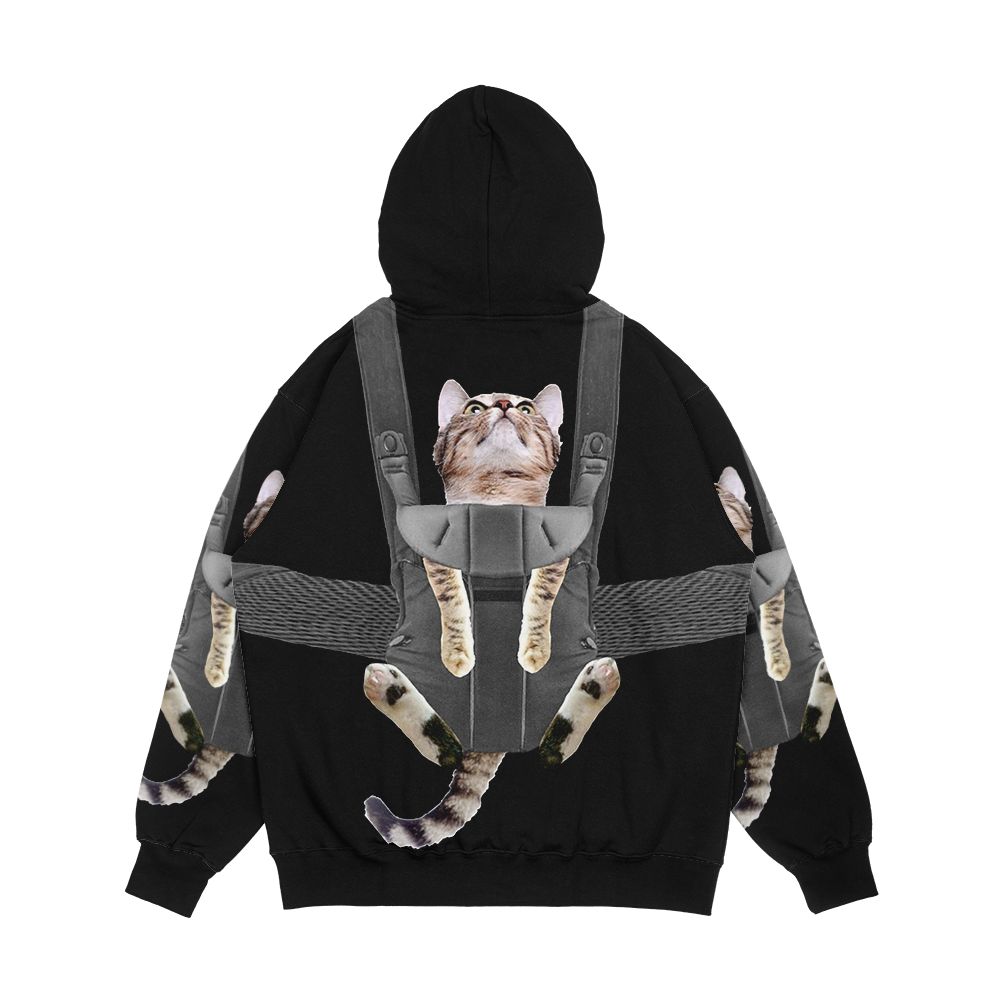 Oliver The Cat In Baby Carrier Men's All-Over-Print Hoodie - Image 2