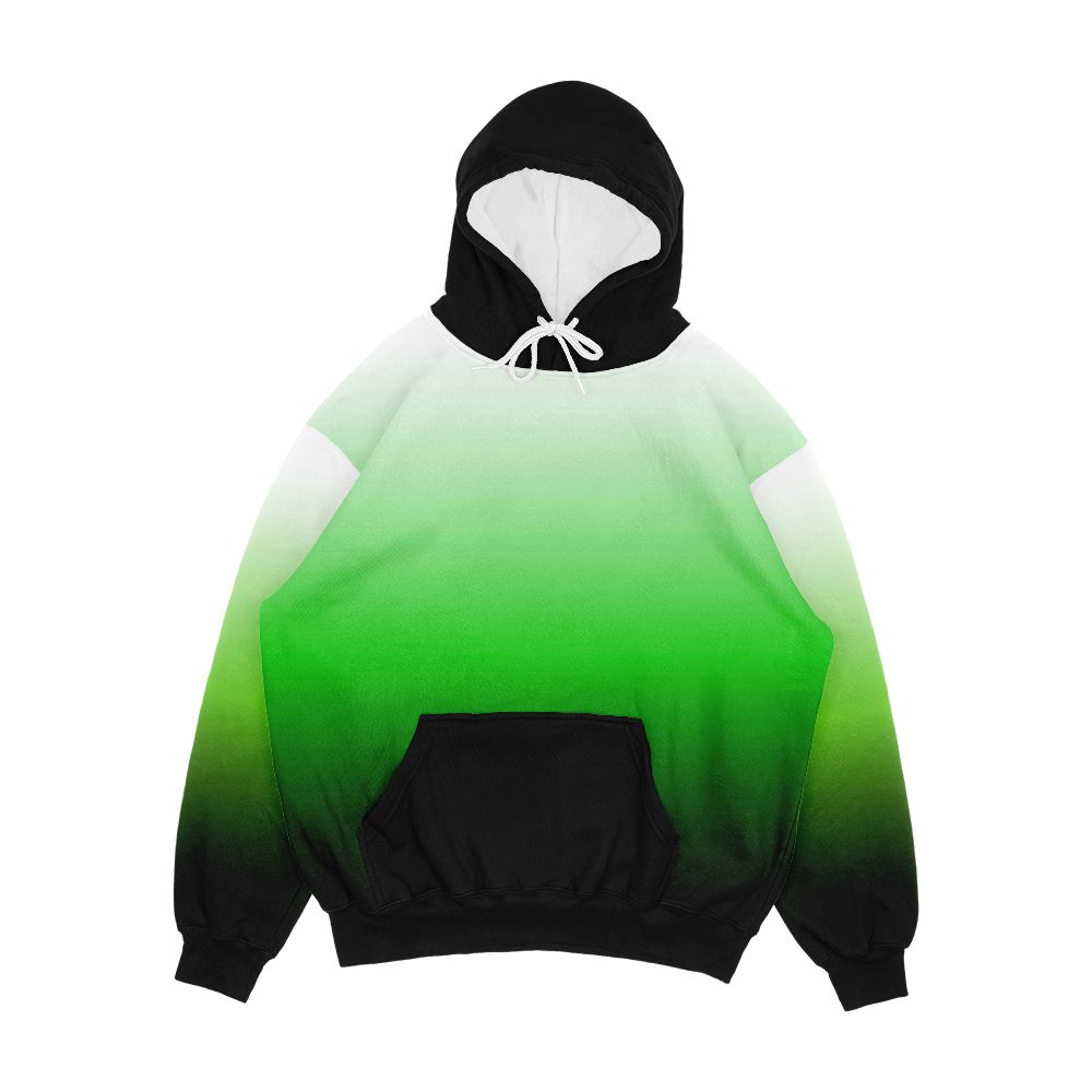 Ombre White To Green To Black Men's All-Over-Print Hoodie