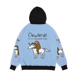 Alternative view of Onwards At A Reasonable Speed Sloth Riding Unicorn Men's All-Over-Print Hoodie