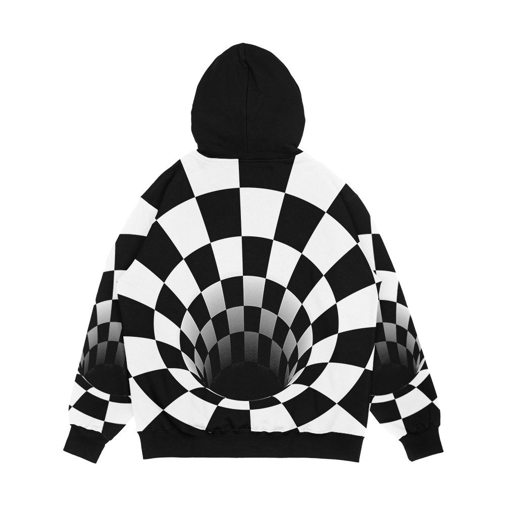 Optical Illusion Black Hole Checkerboard Black White Men's AllOver