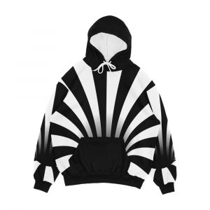 Optical Illusion Black Hole Lines Black White Men's All-Over-Print Hoodie