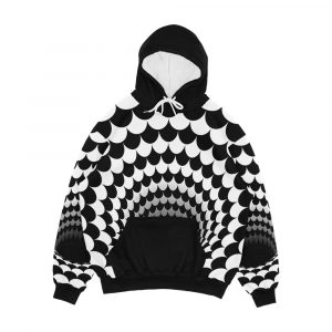 Optical Illusion Black Hole Scales Black White Men's All-Over-Print Hoodie