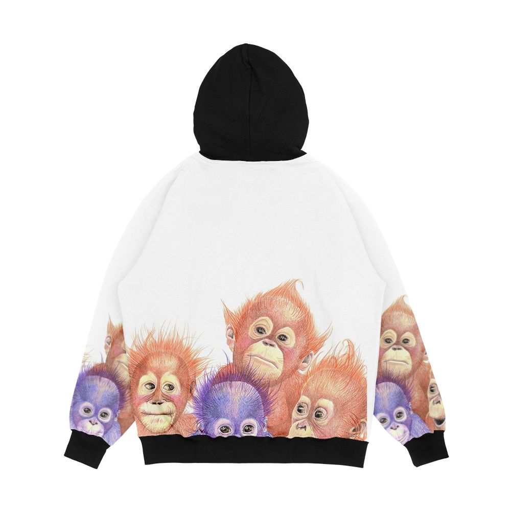 Orangutans Orange Purple Babies Men's All-Over-Print Hoodie - Image 2