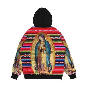 Alternative view of Our Lady Of Guadalupe Virgen Maria Zarape Virgin Mary Catholic 113 Men's All-Over-Print Hoodie
