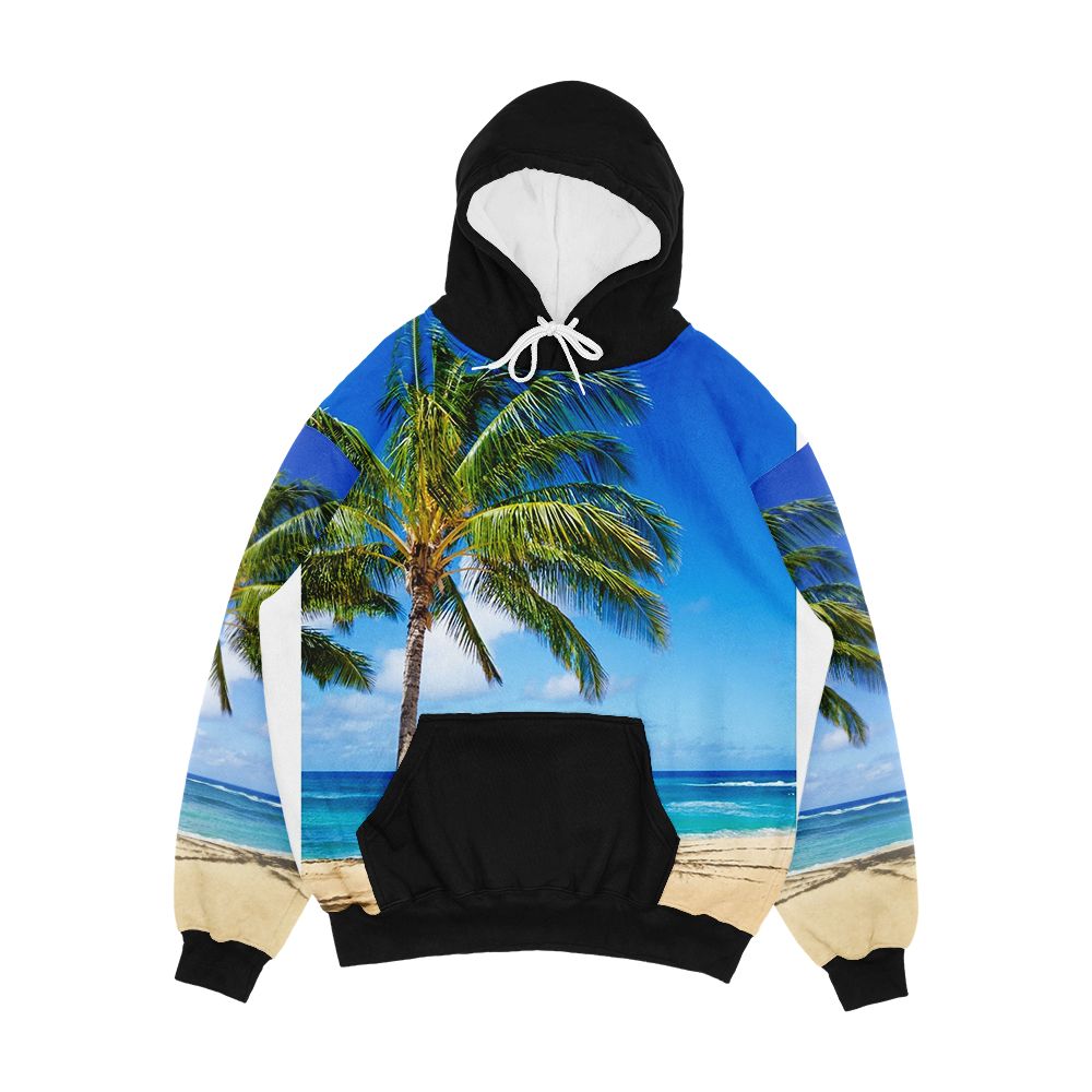 Palm Trees On The Sandy Beach In Hawaii Men's All-Over-Print Hoodie