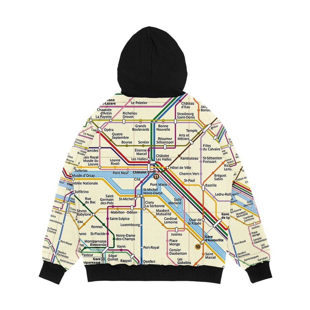 Paris Metro Map Men's All-Over-Print Hoodie - Image 2