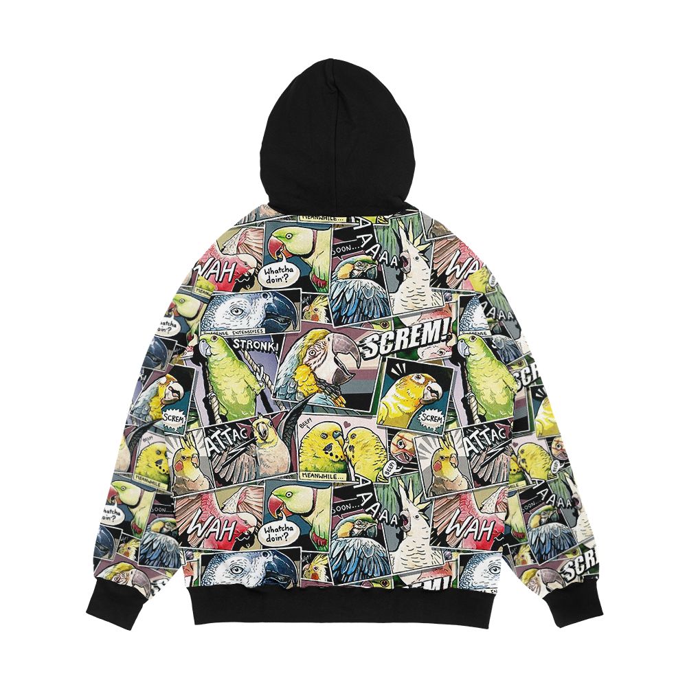Parrots Comic Style Men's All-Over-Print Hoodie - Image 2